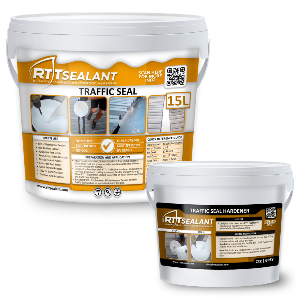 Traffic Seal and Hardener for waterproofing box gutters, roofs, balconies; ideal for Netzero roofing in Sydney and Gold Coast.