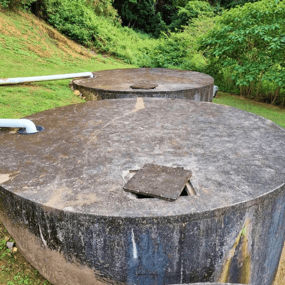 Before and After application of waterproof sealant on a water tank