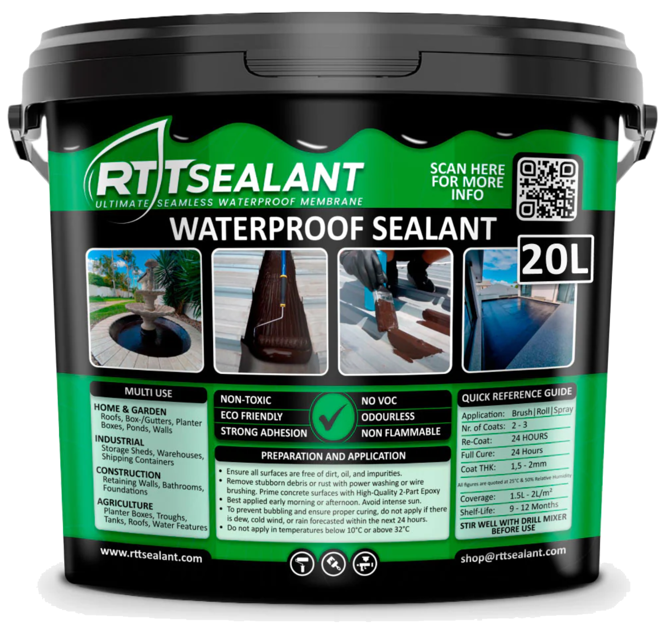 Waterproof Sealant | Original Liquid Rubber DIY - Seal leaks quick & easy for Roofs Tanks Ponds Fencing & Walls