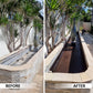 Before And After Comparison Of A Fish Pond Sealed with Liquid Rubber